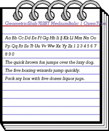 Geometric Slabserif 703 Medium Italic animated font preview Geometric Slabserif 703 Medium Italic animated font preview