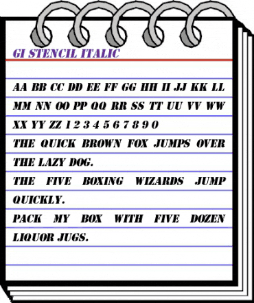 GI Stencil Italic animated font preview GI Stencil Italic animated font preview
