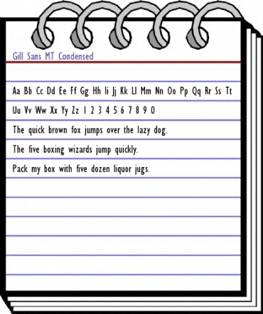 Gill Sans MT Condensed Regular animated font preview Gill Sans MT Condensed Regular animated font preview