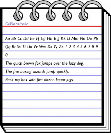 GillSansItalic Regular animated font preview