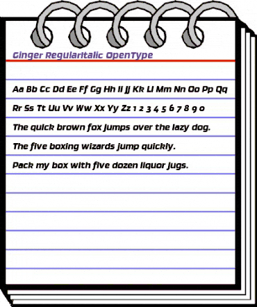 Ginger-RegularItalic Regular animated font preview