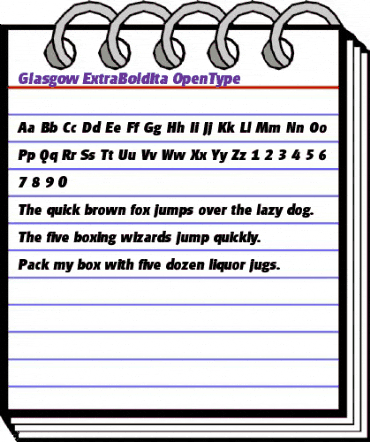 Glasgow-ExtraBoldIta Regular animated font preview