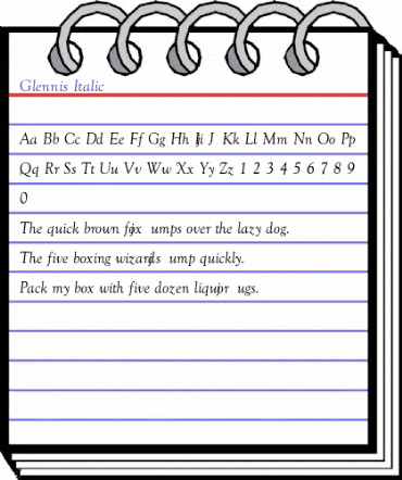 Glennis Italic Regular animated font preview Glennis Italic Regular animated font preview