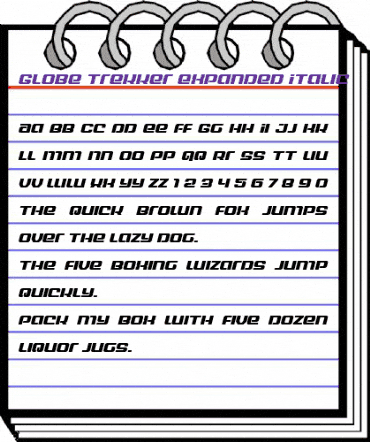 Globe Trekker Expanded Italic Expanded Italic animated font preview