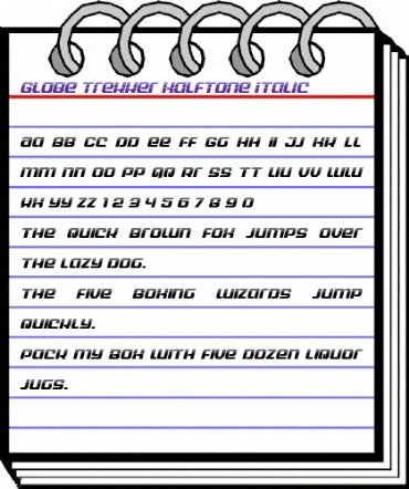 Globe Trekker Halftone Italic Italic animated font preview