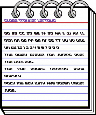 Globe Trekker Leftalic Italic animated font preview