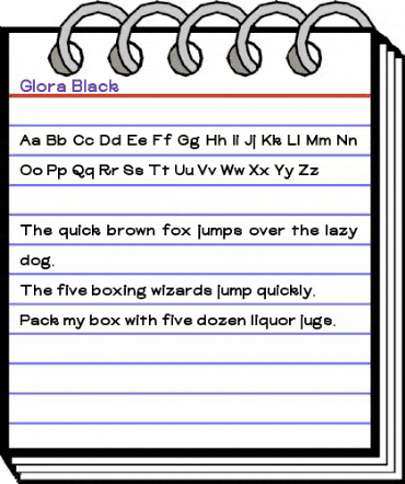 Glora Black Regular animated font preview