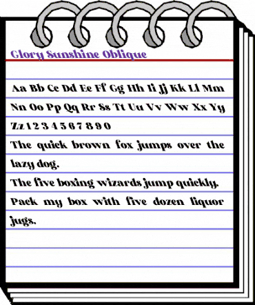 Glory Sunshine Oblique Regular animated font preview