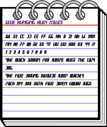 Glue Klinging Klan Italics Regular animated font preview