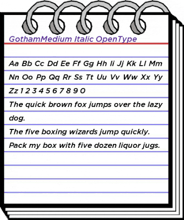 GothamMedium Italic animated font preview