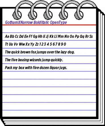 Gotham XNarrow Bold Italic animated font preview