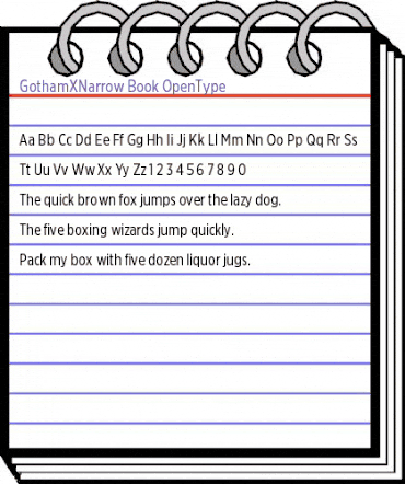 Gotham XNarrow Book animated font preview