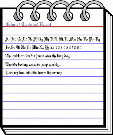 Gothic 57 Condensed Normal animated font preview