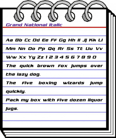 Grand National Italic Italic animated font preview