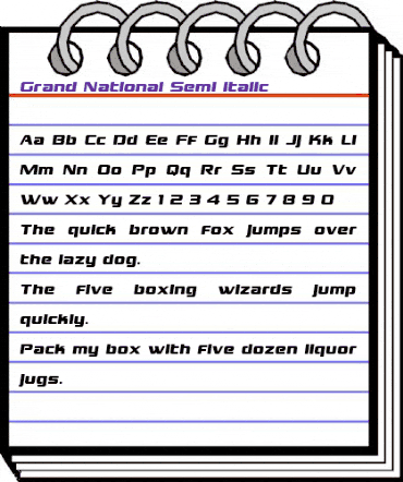 Grand National Semi-Italic Semi-Italic animated font preview