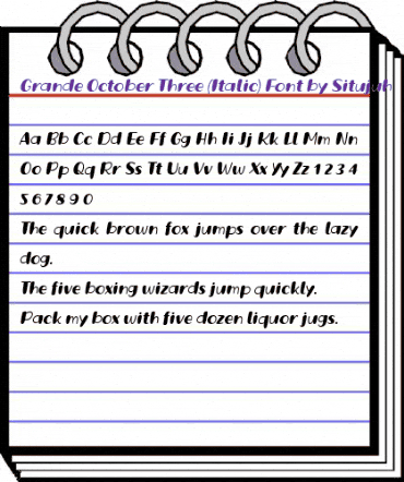 Grande October Three Italic animated font preview