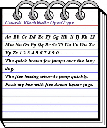 Guardi 96 Black Italic animated font preview