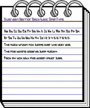 Guardian Warrior Back Italic Regular animated font preview