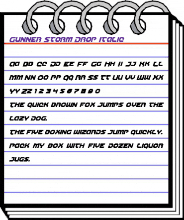 Gunner Storm Drop Italic Italic animated font preview