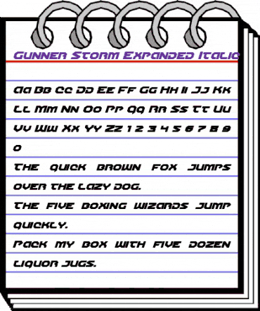 Gunner Storm Expanded Italic Expanded Italic animated font preview