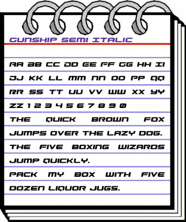 Gunship Semi-Italic Semi-Italic animated font preview Gunship Semi-Italic Semi-Italic animated font preview
