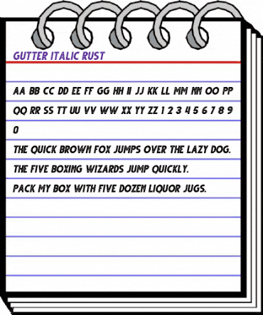 Gutter Rust Italic animated font preview