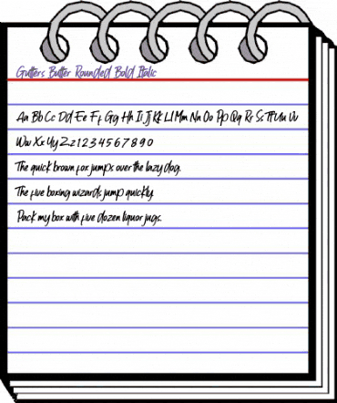 Gutters Butter Rounded Bold Italic animated font preview