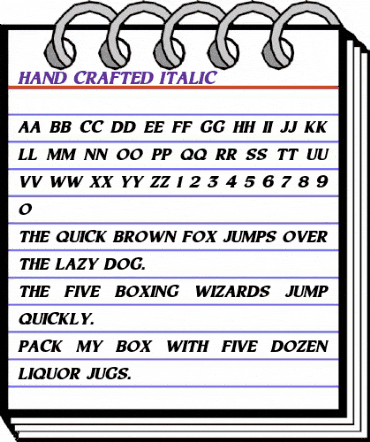 Hand Crafted Italic animated font preview