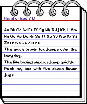 Hand of Rod V 1.1 Regular animated font preview