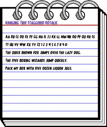 Hanging Tree Staggered Rotalic Italic animated font preview Hanging Tree Staggered Rotalic Italic animated font preview