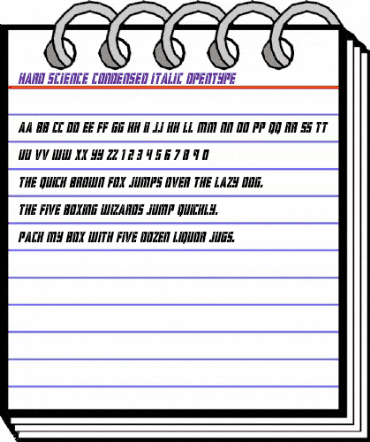 Hard Science Condensed Italic Condensed Italic animated font preview Hard Science Condensed Italic Condensed Italic animated font preview