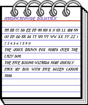 HardinCapsWide BoldItalic animated font preview