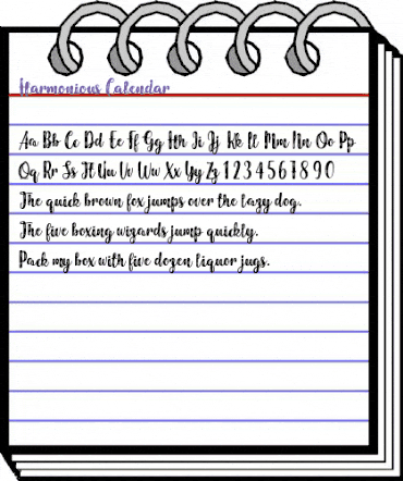 Harmonious Calendar Regular animated font preview Harmonious Calendar Regular animated font preview