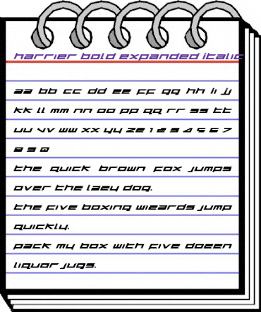 Harrier Bold Expanded Italic Bold Expanded Italic animated font preview