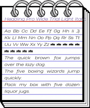 Heading Pro Wide Trial Light Italic animated font preview Heading Pro Wide Trial Light Italic animated font preview