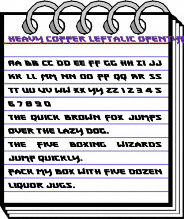 Heavy Copper Leftalic Italic animated font preview