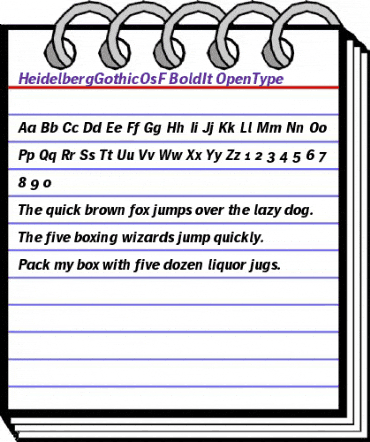 HeidelbergGothicOsF BoldIt animated font preview