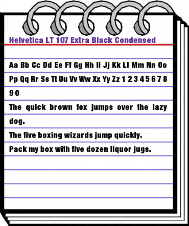 HelveticaNeue LT 107 XBlkCn Regular animated font preview