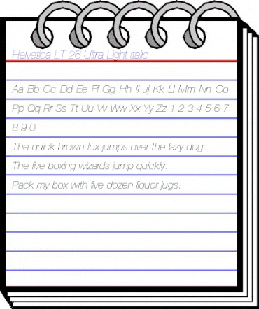 HelveticaNeue LT 25 UltLight Italic animated font preview