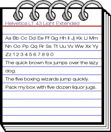 HelveticaNeue LT 43 LightEx Regular animated font preview