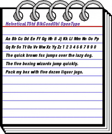 Helvetica LT Std Black Condensed Oblique animated font preview