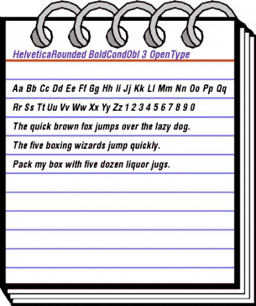 Helvetica Rounded Bold Condensed Oblique animated font preview Helvetica Rounded Bold Condensed Oblique animated font preview