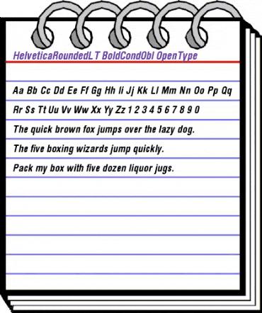 Helvetica Rounded LT Bold Condensed Oblique animated font preview