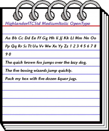 Highlander ITC Std Medium Ital animated font preview Highlander ITC Std Medium Ital animated font preview