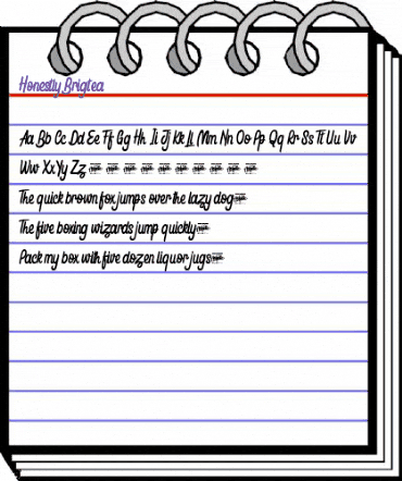 Honestly Brigtea Regular animated font preview