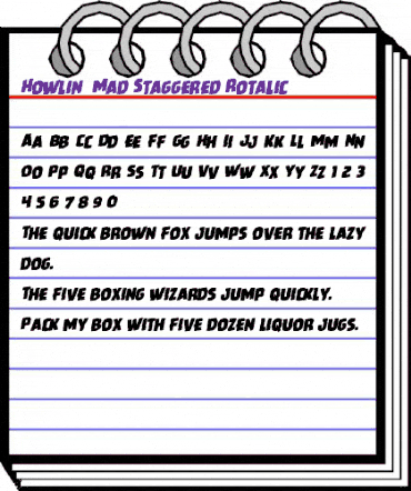 Howlin' Mad Staggered Rotalic Italic animated font preview