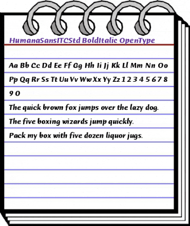 Humana Sans ITC Std Bold Ita animated font preview