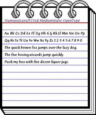 Humana Sans ITC Std Medium Ita animated font preview