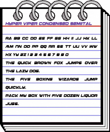 Hyper Viper Condensed SemiItal Condensed Semi-Italic animated font preview