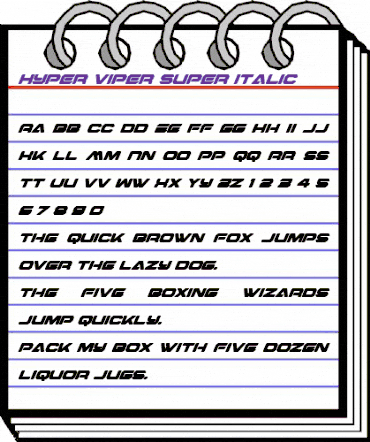 Hyper Viper Super-Italic Italic animated font preview